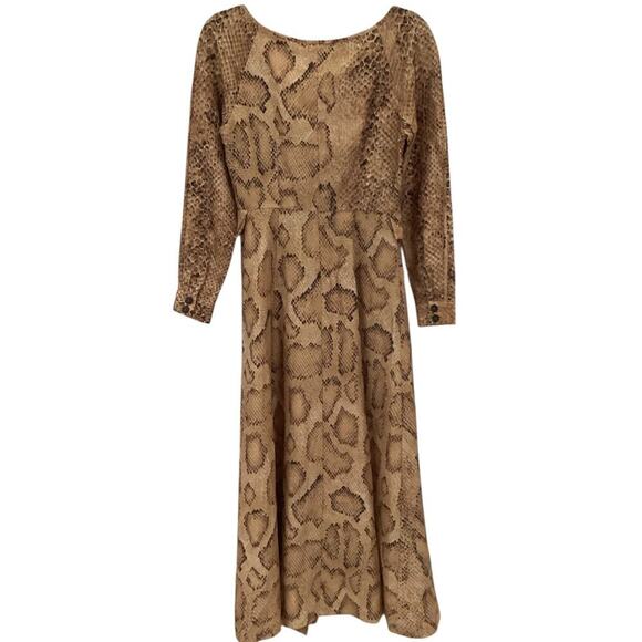 Mara Hoffman Silvana Snake Print Midi Dress In Sand Multi Size 2 Shirtdress - Picture 11 of 16